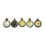 Four military pocket watches including a Jaeger Le Coutre GSPT, CS type ''AM'' pocket watch, two