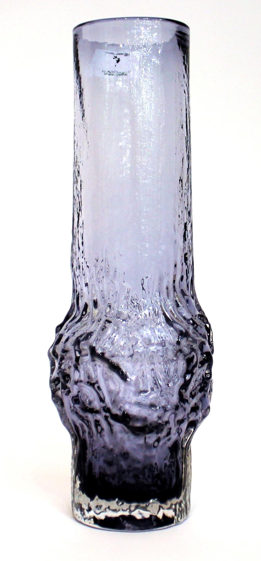 Whitefriars - Geoffrey Baxter: A Large Textured Range Glass Vase, in lilac, pattern 9829, 33.5cm