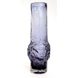 Whitefriars - Geoffrey Baxter: A Large Textured Range Glass Vase, in lilac, pattern 9829, 33.5cm