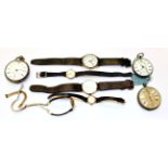 A 9 carat gold Vertex Revue gents wristwatch, two lady's 9 carat gold wristwatches, two silver