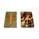 Two Victorian card-cases, each oblong, one silver inlaid tortoiseshell, the interior with