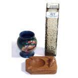 A Robert Thompson Mouseman English oak ashtray, of standard rectangular form, with carved mouse