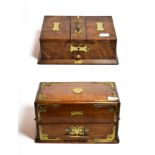 An oak brass mounted humidor together with a similar cigarette box