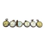 Five silver open faced pocket watches and a silver full hunter pocket watch, signed Rotherhams,