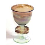 Michael Harris for Mdina: A Freeform Chalice, with purple and brown trailed knop, signed Michael
