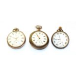 A silver pair cased pocket watch and two silver open faced pocket watches (3)
