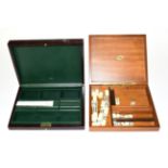 Dunhill brown leather jewellery box and an Italian wooden games box (2)