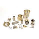 A collection of assorted silver, including an Elizabeth II silver goblet, by Mappin and Webb, a