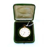 An open faced pocket watch, case stamped '14K'