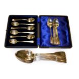 A collection of sssorted George III and later flatware, including four various Fiddle pattern