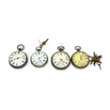 Four silver open faced pocket watches, two signed John Johnson and J W Benson respectively (4)