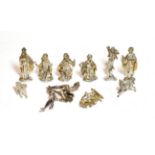 A parcel gilt nativity set possibly Israeli, the figures realistically cast (filled)