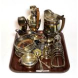 A collection of assorted silver and silver plate, the silver including a George II silver