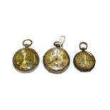 Two silver open faced pocket watches and a ladies silver fob watch (3)