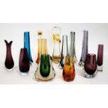 Whitefriars - A Group of Bud Glass Vases, in various patterns and sizes (13)