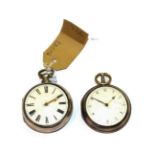 Two silver pair cased verge pocket watches