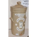 A stoneware water filter, Mawson filter Co, Newcastle on Tyne, 50cm high with cover