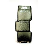 Whitefriars - Geoffrey Baxter: A Large Textured Range Drunken Bricklayer Glass Vase, in willow,