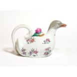 A Cartier Porcelain de Paris duck form teapot in the Chinese armorial style, bearing coat of arms