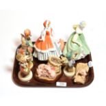 Royal Doulton figures 'Fair Lady' and 'Noelle', five Hummel figures, Border Fine Arts pig model '