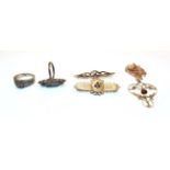 A garnet pendant on chain, pendant length 4.2cm, chain length 45.5cm, a 9 carat gold garnet and