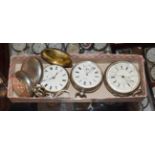 Three silver full hunter pocket watches, an open faced silver J.W Benson, London pocket watch and