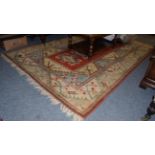 Melas carpet, the brick red field with a column of diamond medallion enclosed by borders of