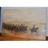 British School (19th century) Cavalry regiment before a camp, oil on canvas, 37.5cm by 54.5cm (