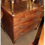 A George III mahogany three-height chest of drawers