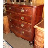 A mid 19th century mahogany bow fronted five-drawer chest