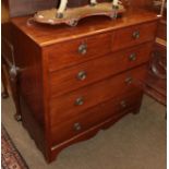 An Edwardian walnut five-drawer straight fronted chest, 99cm wide by 45cm deep by 95cm high