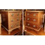 A pair of small three-drawer faux chests