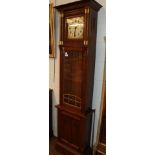 A 1930's veneered oak double weight driven longcase clock