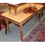 A pine table ex-public school with names of two pupils