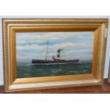 A* Burgess (20th century), ''H.M.Tug Dora Duncan'' signed and dated 1918, oil on canvas, 43.5cm by