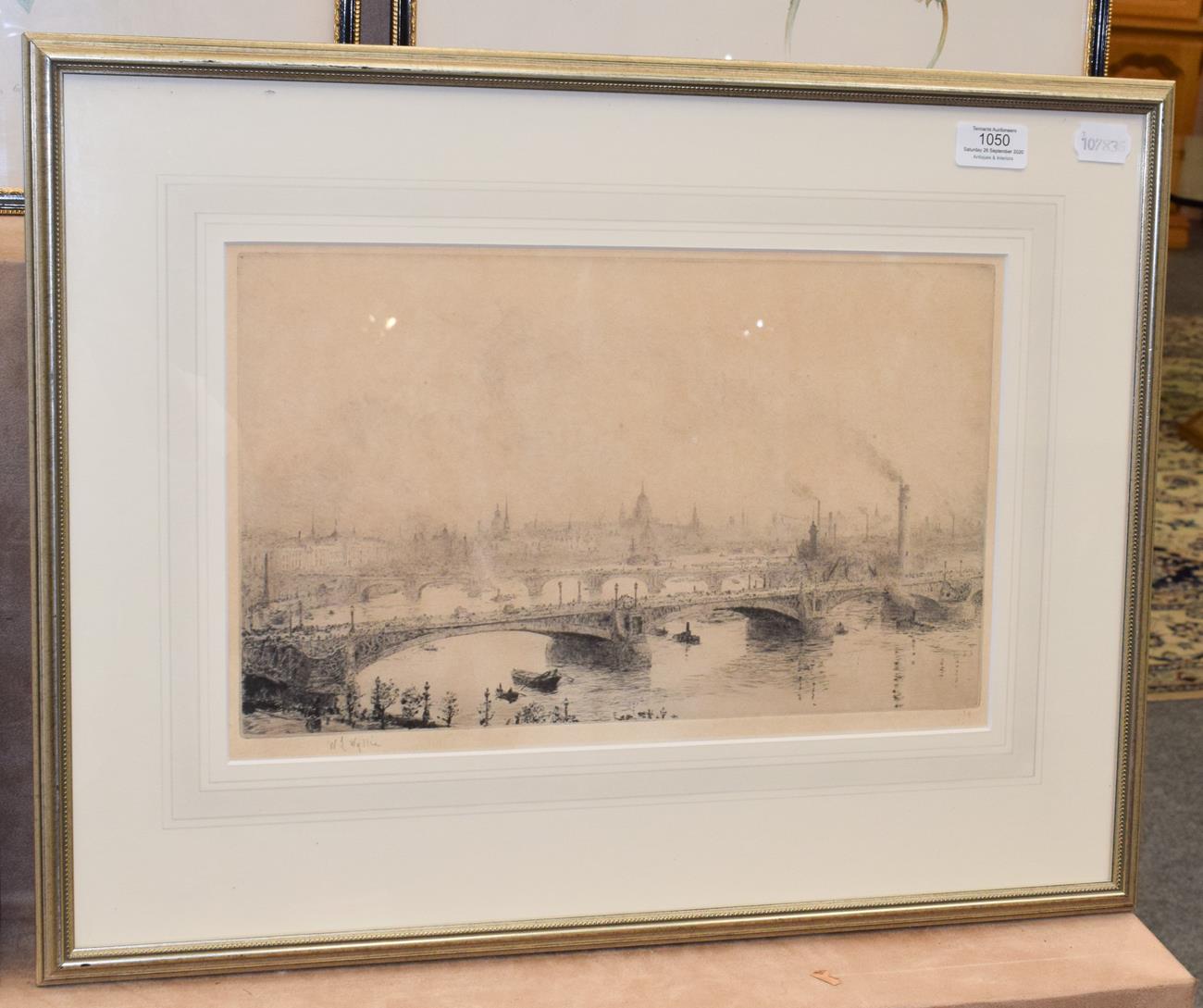 William Lionel Wyllie, ''Thames Bridge, St Pauls beyond'' signed in pencil, etching