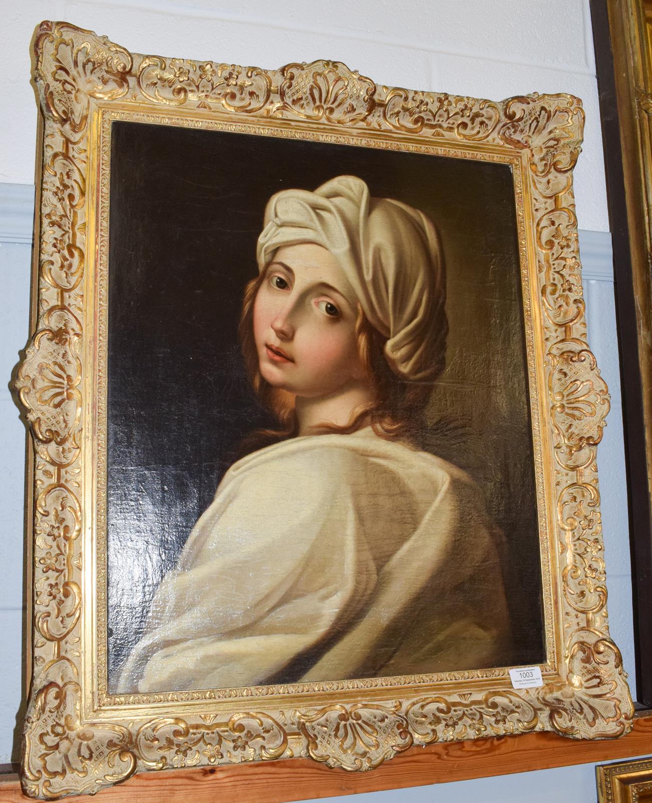 After Guido Reni (1575-1642) Italian, portrait of a Beatrice Cenci, oil on canvas, 58.5cm by 47.5cm