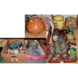 Decorative and household ceramics and glass including studio pottery, a George Jones Majolica cheese