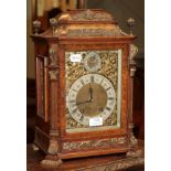 A late Victorian walnut quarter striking table clock, movement back plate stamped Lenzkirch