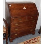 A reproduction oak five-drawer bureau