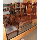 An 20th century Chinese hardwood coffee table, a carved oak blanket chest, two Chippendale style