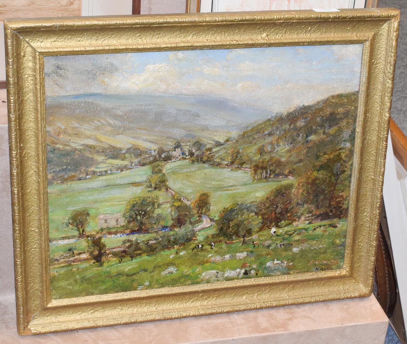 Herbert Royle (1870-1958) Yorkshire Dales scene, signed, oil on canvas board, 38cm by 48.5cm