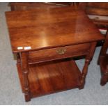 A Titchmarsh & Goodwin style oak lamp table fitted with a drawer, 61cm wide by 46cm deep by 59cm