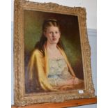 Scottish School (20th century), portrait of a young girl in a yellow shawl, oil on canvas board,