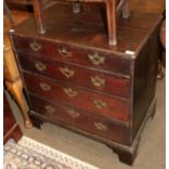 An 18th century oak four-height chest of drawers