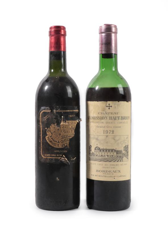 Château Palmer 1977 Margaux (one bottle), Château La Mission Haut Brion 1972, Graves (one bottle) (