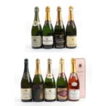 Lanson Black Label Brut Champagne (one bottle), De Laurency Brut Champagne (one bottle), Veuve