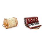 Accordion By Bell serial no.059752 Made in GDR 12 bass buttons 25 piano keys; together with