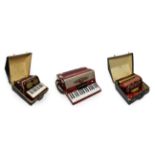 Three Accordions (i) Hohner Amatona IV button accordion with 8 bass and 23 treble buttons and five