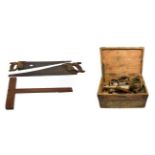 Various Woodworking Tools contained in wooden chest